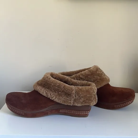 Antelope x Anthropologie Toppa Women’s Mules Slip op Fleece line Brown Clogs 40