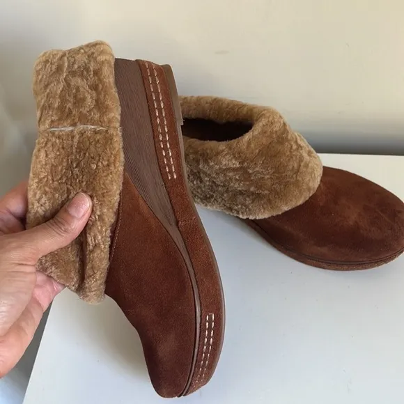 Antelope x Anthropologie Toppa Women’s Mules Slip op Fleece line Brown Clogs 40