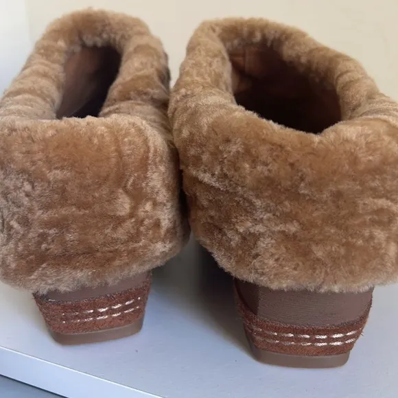 Antelope x Anthropologie Toppa Women’s Mules Slip op Fleece line Brown Clogs 40