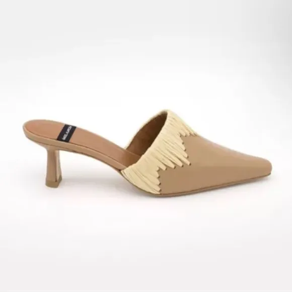 🛍️Anthropologie Angel Alarcon Leather Woven Raffia Jute Slip On Pointed Heels
