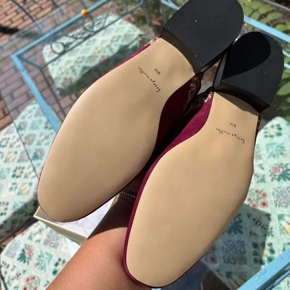 Anthropologie Bettye Muller Fortune Embroidered Suede Mules NIB