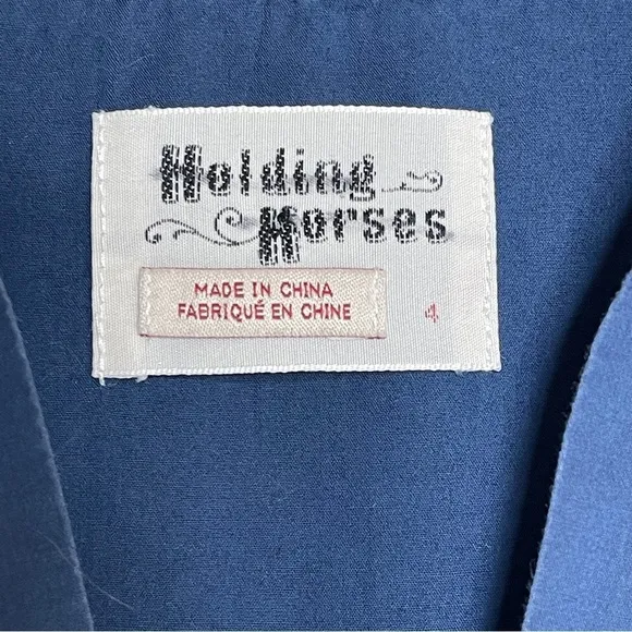 Anthropologie Blue Holding Horse Bandana Flared Shirt Dress | Size 4 |