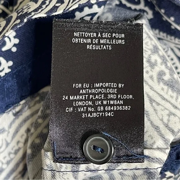 Anthropologie Blue Holding Horse Bandana Flared Shirt Dress | Size 4 |