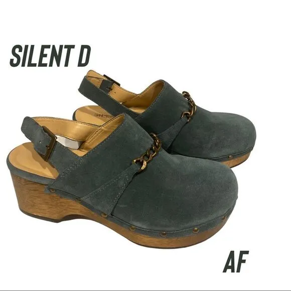 ANTHROPOLOGIE BY SILENT D GEORGIA SLINGBACK HEELED CLOGS MOSS GREEN NEW SIZE 37