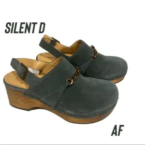 ANTHROPOLOGIE BY SILENT D GEORGIA SLINGBACK HEELED CLOGS MOSS GREEN NEW SIZE 37