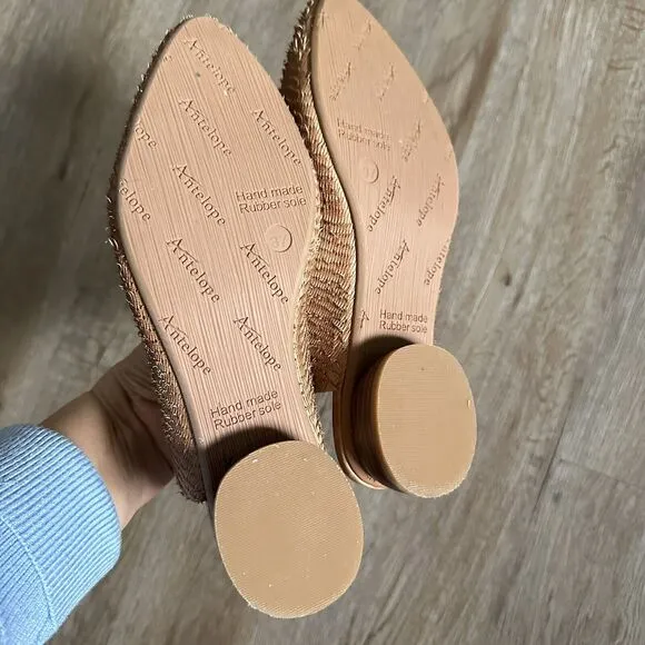Anthropologie Genuine Antelope Ladessa Suede Mules Size 37 6.5