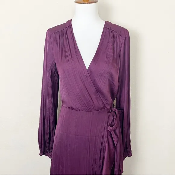 Anthropologie Maeve V-Neck Wrap Raspberry Ruffle Maxi Dress