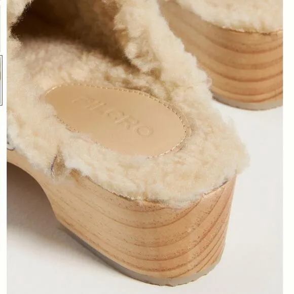 Anthropologie Pilcro Gray Snakeskin Shearling Lined Clogs Shoes- 9