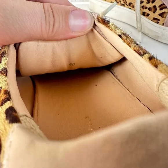 Anthropologie Shoes Ophelia Leopard Animal Print Leather Suede Sneakers 40 9.5