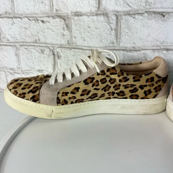 Anthropologie Shoes Ophelia Leopard Animal Print Leather Suede Sneakers 40 9.5