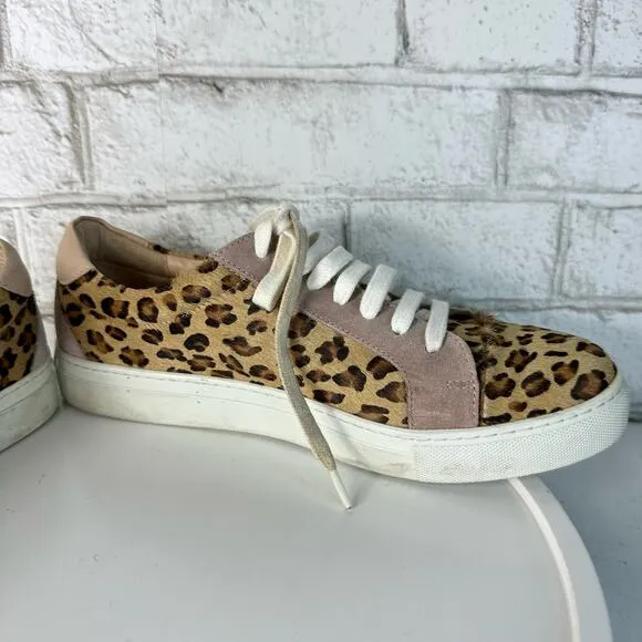 Anthropologie Shoes Ophelia Leopard Animal Print Leather Suede Sneakers 40 9.5
