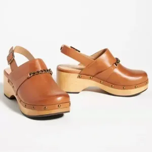 Anthropologie Silent D Georgia Leather Slingback Clogs