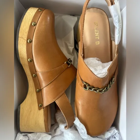 Anthropologie Silent D Georgia Leather Slingback Clogs