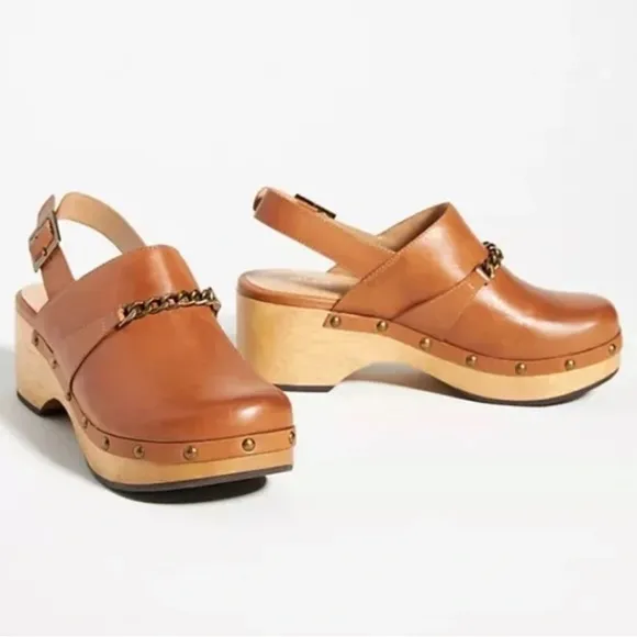 Anthropologie Silent D Georgia Leather Slingback Clogs
