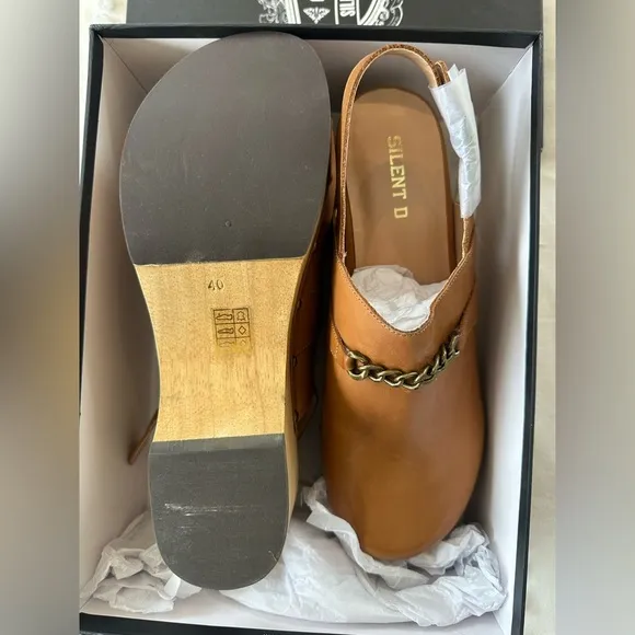 Anthropologie Silent D Georgia Leather Slingback Clogs