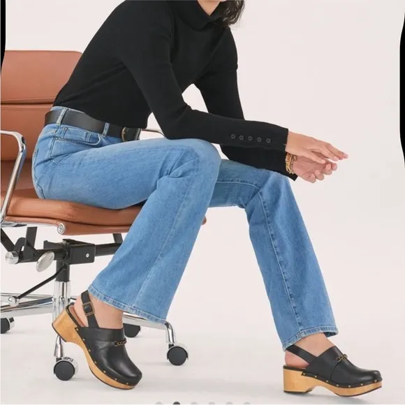 Anthropologie Silent D Georgia Leather Slingback Clogs