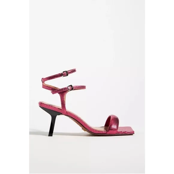 ANTHROPOLOGIE Strappy Metallic Heels Sandals Shoes Vicenza Pink NWT