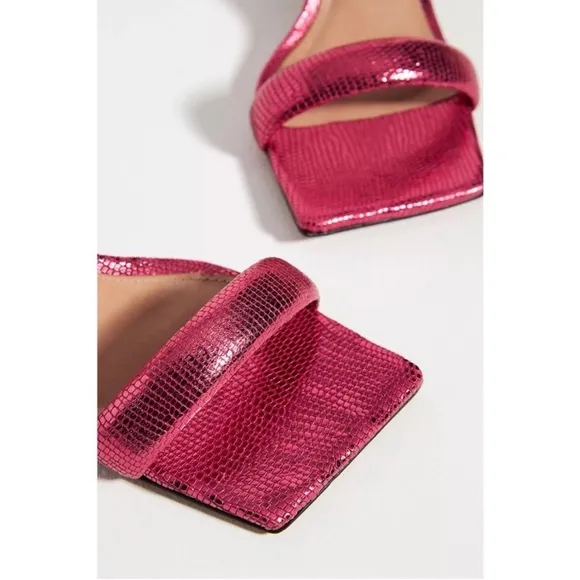 ANTHROPOLOGIE Strappy Metallic Heels Sandals Shoes Vicenza Pink NWT