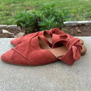 Anthropologie Suede with Bow Mules/Slides