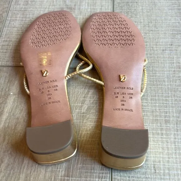 Anthropologie x Vicenza Strappy Low Heels / Gold/ US 9