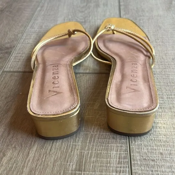 Anthropologie x Vicenza Strappy Low Heels / Gold/ US 9