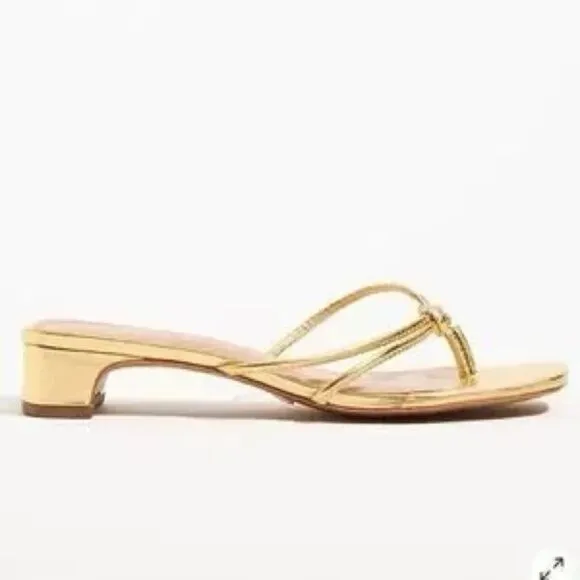 Anthropologie x Vicenza Strappy Low Heels / Gold/ US 9