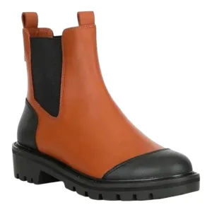 Antonio Melani Dalton Gore Leather Cognac Black Weather Resistant Lug Sole Boot
