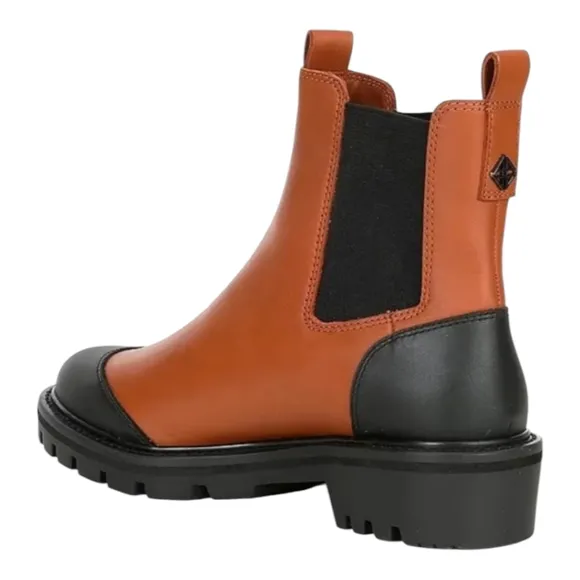 Antonio Melani Dalton Gore Leather Cognac Black Weather Resistant Lug Sole Boot