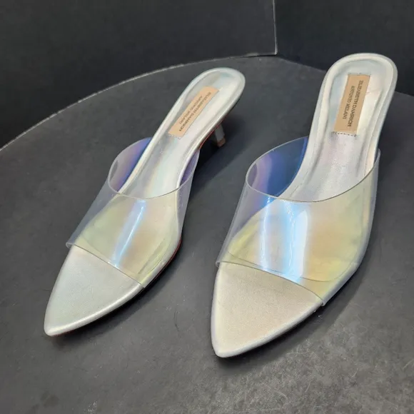 Antonio Melani Elizabeth Damrich mules 6M glass holographic kitten heel new $130