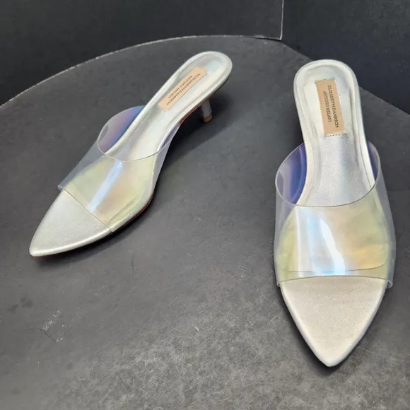 Antonio Melani Elizabeth Damrich mules 6M glass holographic kitten heel new $130