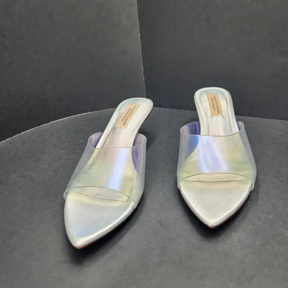 Antonio Melani Elizabeth Damrich mules 6M glass holographic kitten heel new $130
