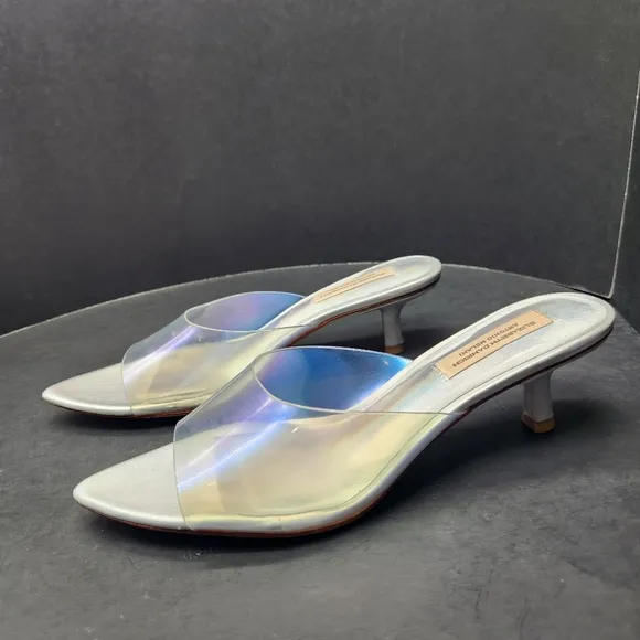 Antonio Melani Elizabeth Damrich mules 6M glass holographic kitten heel new $130