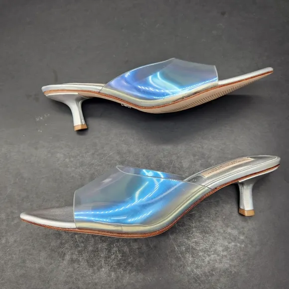 Antonio Melani Elizabeth Damrich mules 6M glass holographic kitten heel new $130