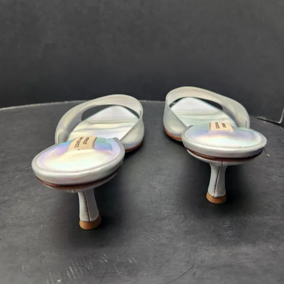 Antonio Melani Elizabeth Damrich mules 6M glass holographic kitten heel new $130