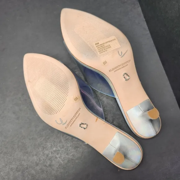 Antonio Melani Elizabeth Damrich mules 6M glass holographic kitten heel new $130