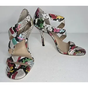 Antonio Melani Verene Snakeskin Sandals Multicolor Strappy Heels 7M Shoes