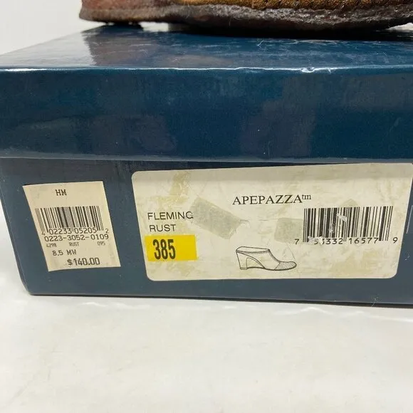 APEPAZZA | Brown Suede Wedge Mules Fur Trim 8.5
