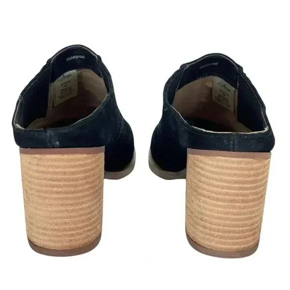 Aqua College Nan Black Suede Leather Waterproof Womens Mules