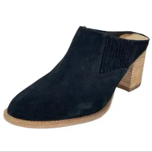 Aqua College Nan Black Suede Leather Waterproof Womens Mules
