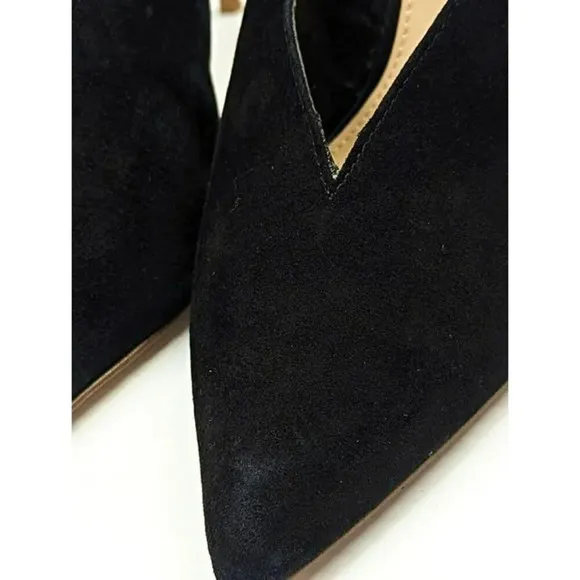 Aqua Women's Flare Mules Suede Pointed Toe High-Heel Black Size 9 (MSRP $99)