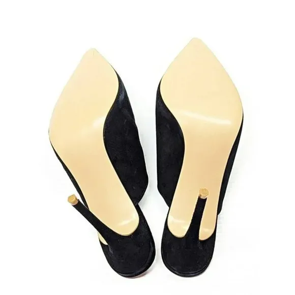 Aqua Women's Flare Mules Suede Pointed Toe High-Heel Black Size 9 (MSRP $99)