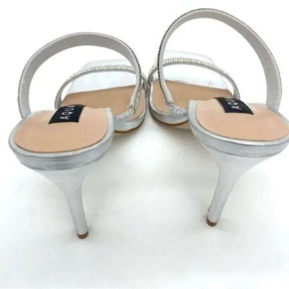 Aqua Aq Lexa Rhinestone Metallic Slip On Heels New