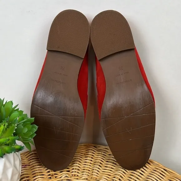 Aquatalia Mules Loafer Slip On Leather Suede Orange Buckle 7.5