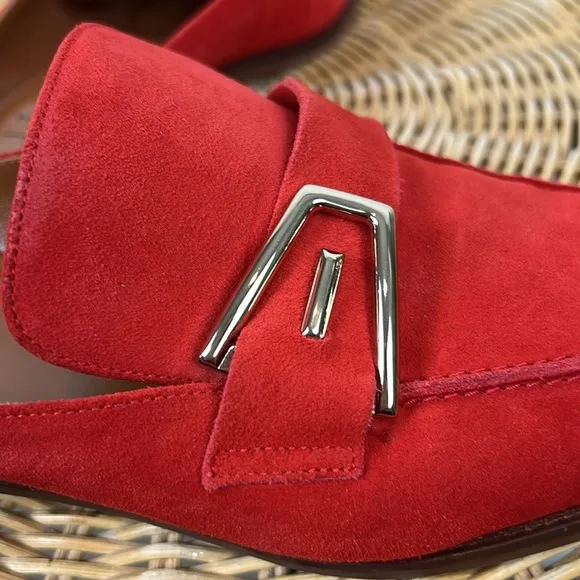 Aquatalia Mules Loafer Slip On Leather Suede Orange Buckle 7.5