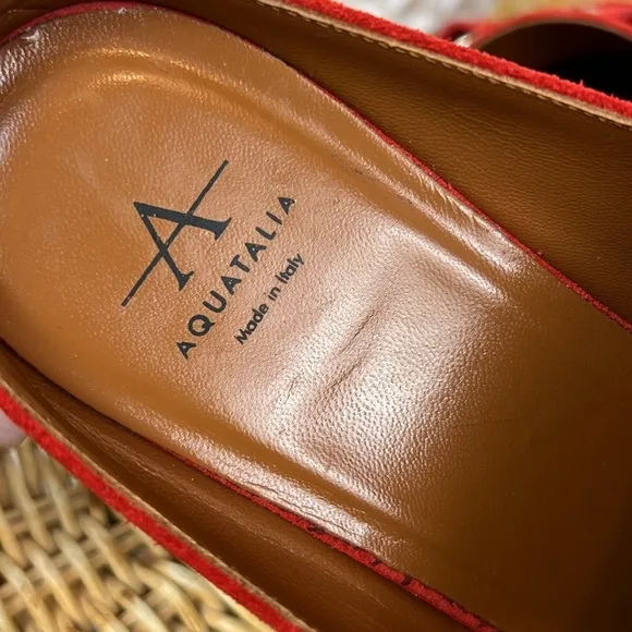 Aquatalia Mules Loafer Slip On Leather Suede Orange Buckle 7.5