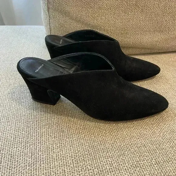 Aquatalia Olima Suede Waterproof Mules Black Size 8