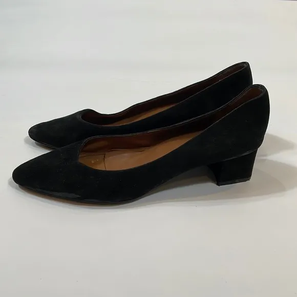 Aquatalia  Suede Low Heeled Pumps 9.5 Black Comfortable Luxury