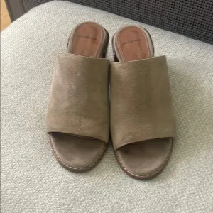 Aquatalia Tan Mules with Suede Strap