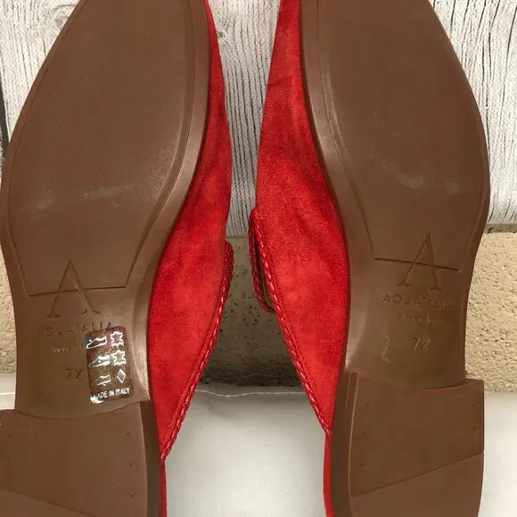 Aquatalia Women's Emerson Weatherproof Suede Smoking Slipper Mules Size 7.5  **