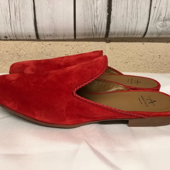 Aquatalia Women's Emerson Weatherproof Suede Smoking Slipper Mules Size 7.5  **